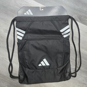 adidas Black Drawstring Backpack with White Logo Accents